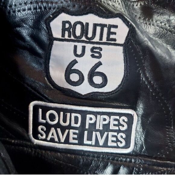 BUFFALO PLATE Leather Moto Motorcycle Biker Jacket Patches Full Zip - Picture 7 of 10